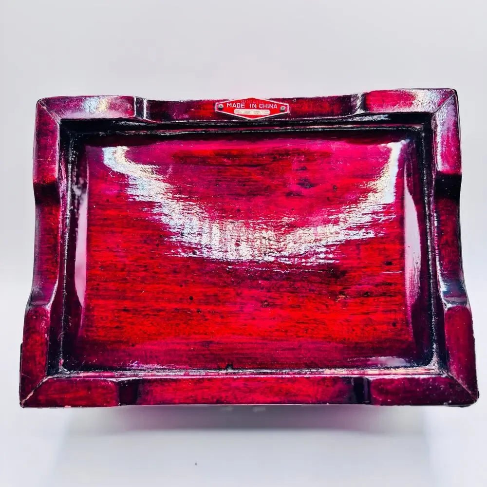 Chinese Hangzhou Wood Jewelry Box Carved Green Stone Metal Hardware